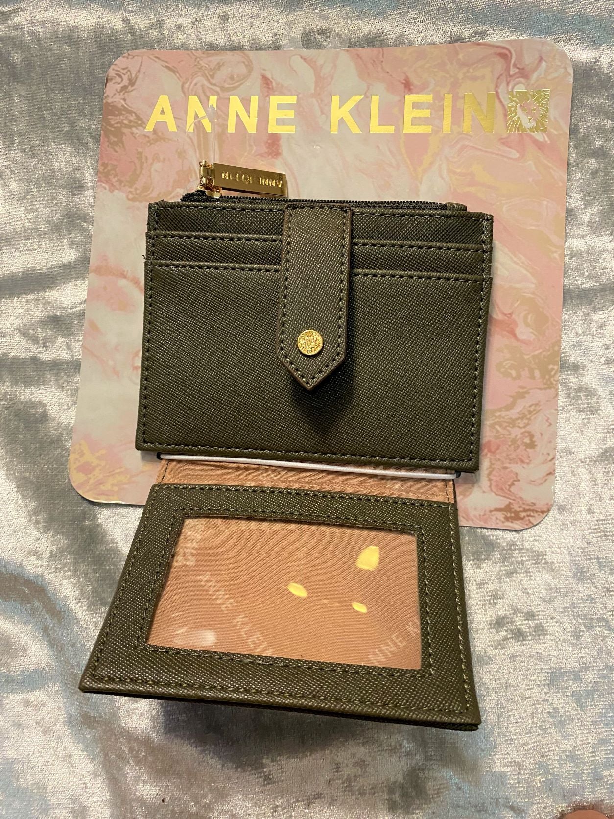 Anne Klein Card Case Wallet in Olive