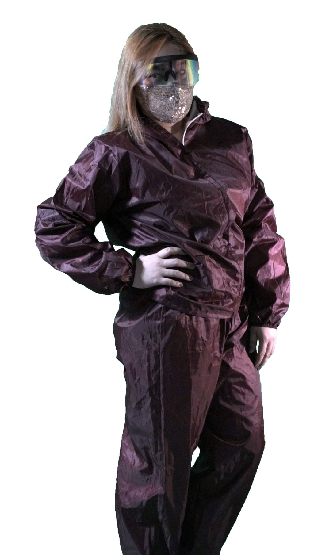 Maroon 2-in-1 detachable PPE (Personal Protective Equipment) Suit