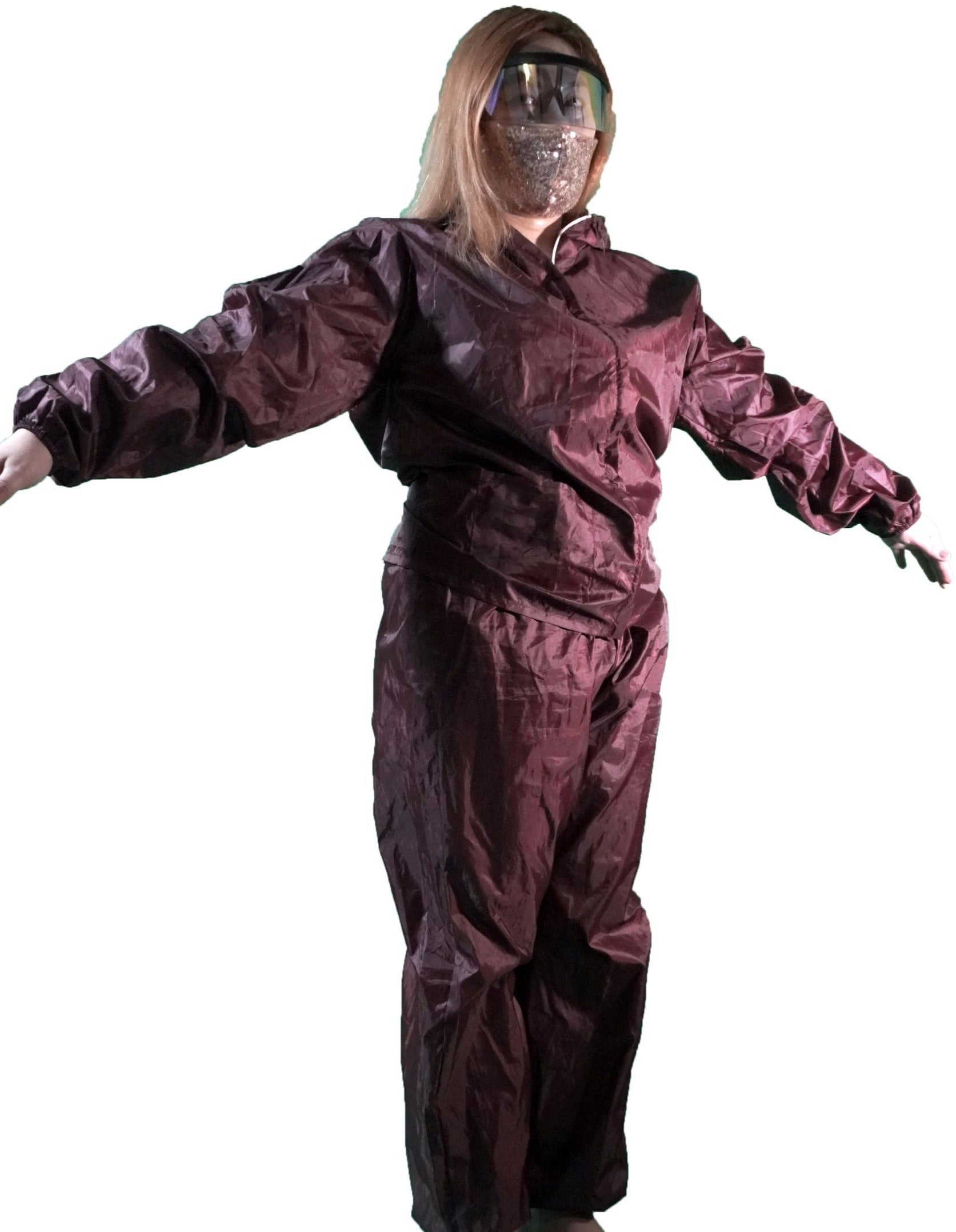 Maroon 2-in-1 detachable PPE (Personal Protective Equipment) Suit