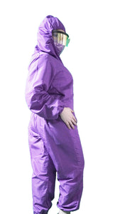 Violet Microfiber PPE (Personal Protective Equipment) Coverall Suit